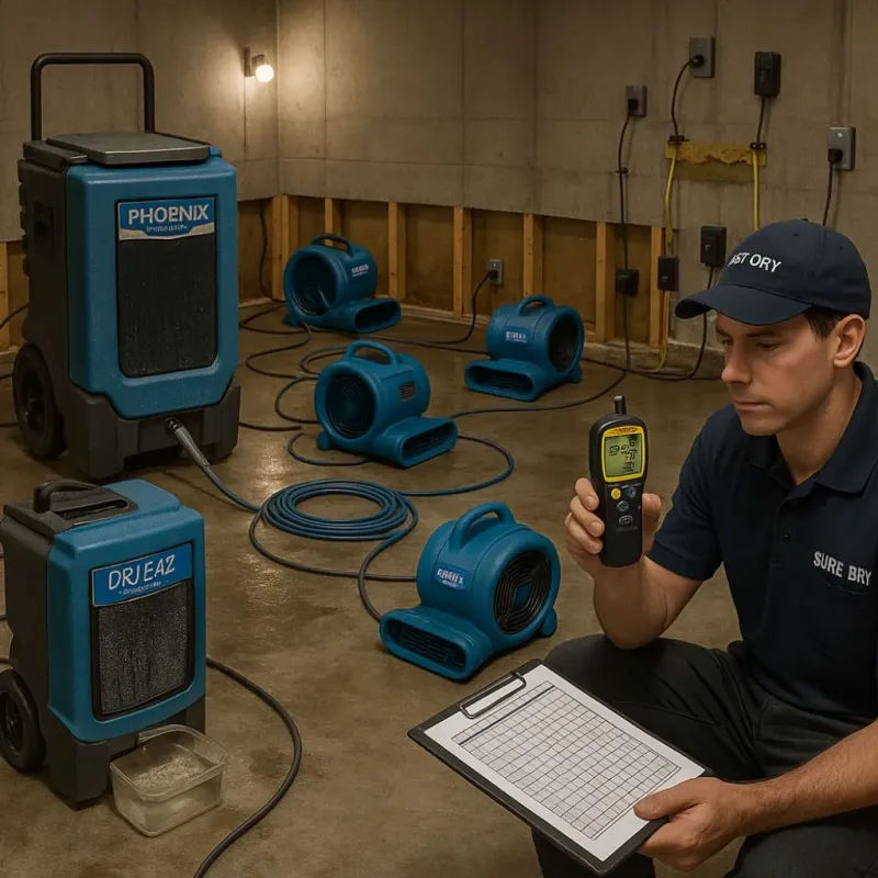 Structural Drying and Dehumidification process in Matthews, NC